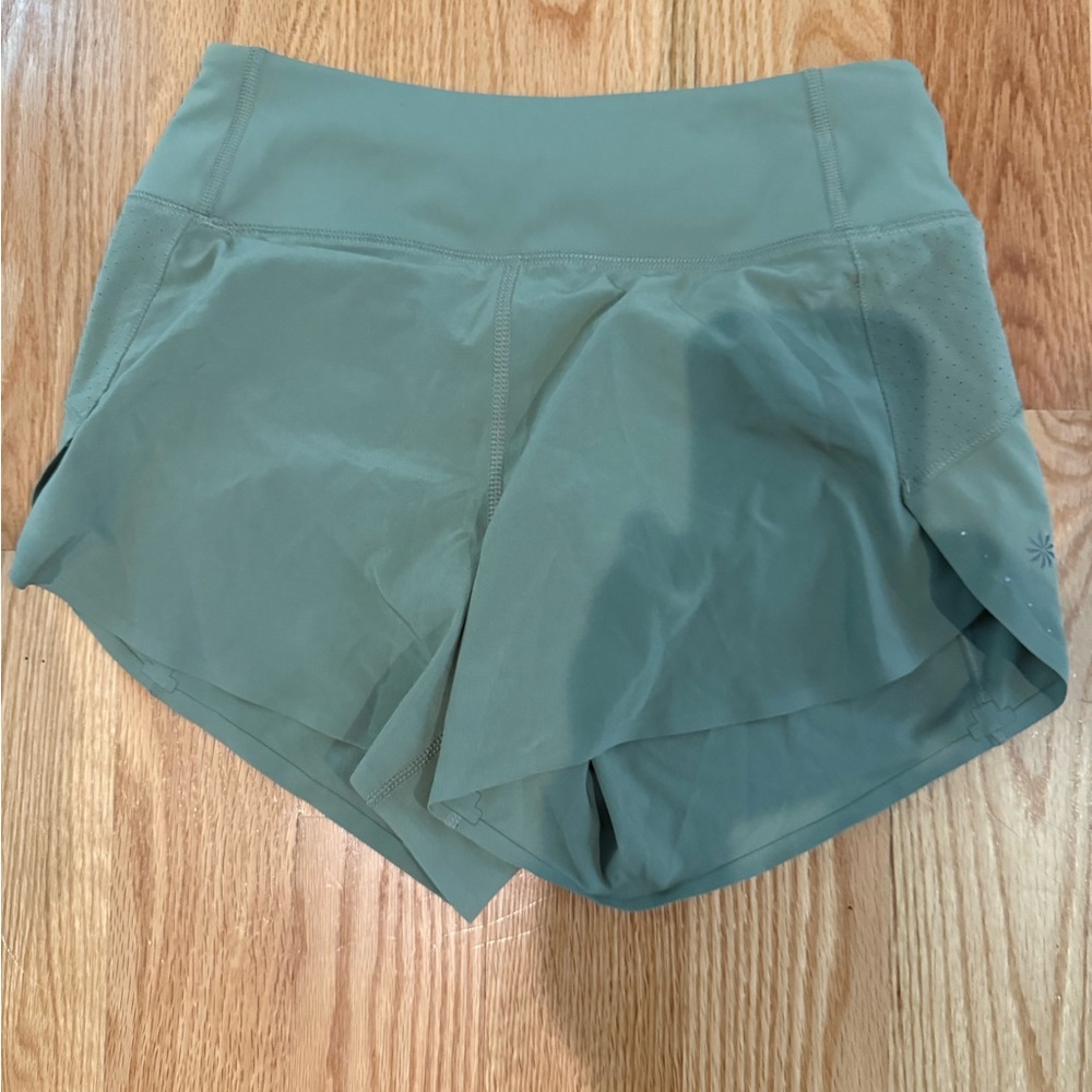 Athleta Green Athletic Shorts with Moisture-Wicking Fabric